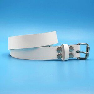 2-Row White Leather Punk Rock Belt by Nemesis Leather - New Deadstock